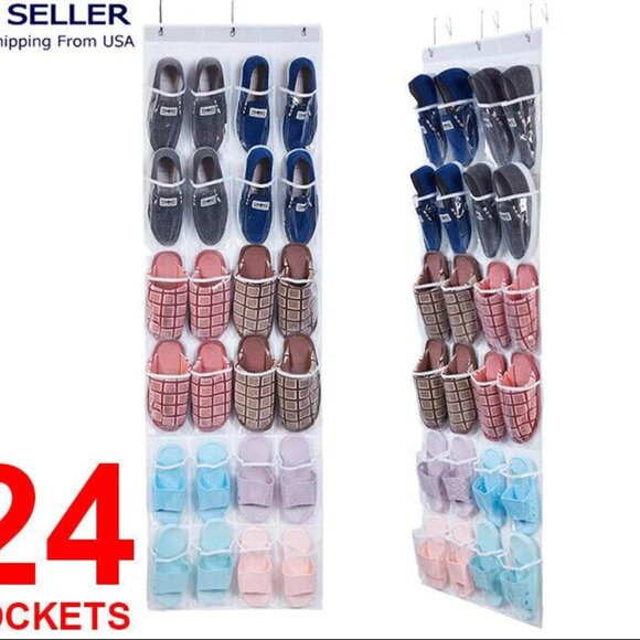 Over The Door Shoe Organizer Rack Hanging Storage Holder Hanger Bag Closet 24 - Picture 2 of 8